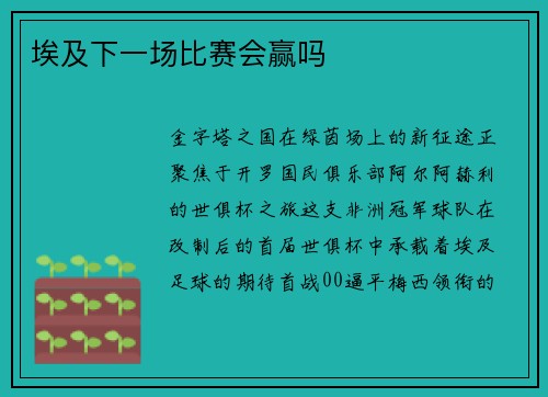埃及下一场比赛会赢吗